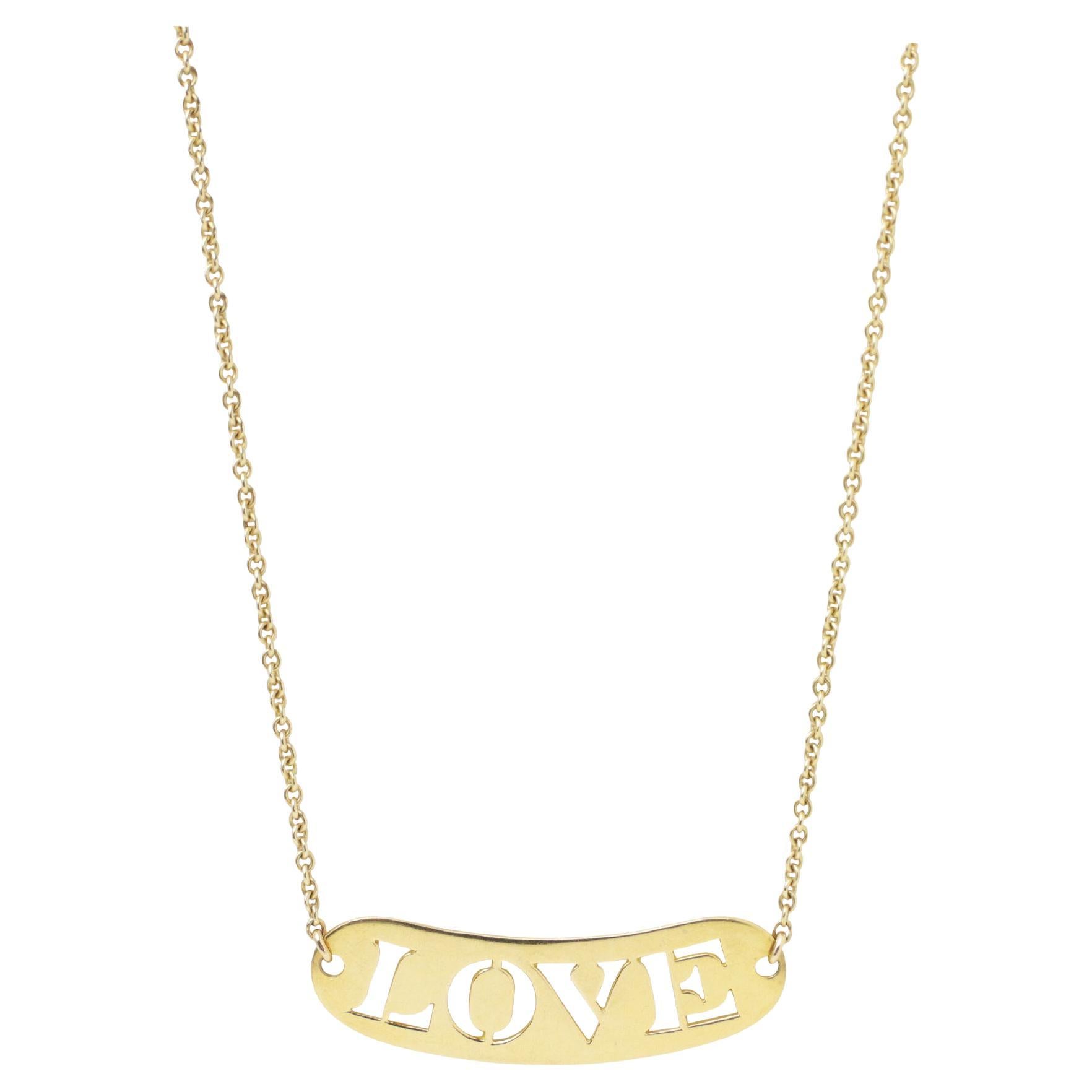 18 Karat Yellow Gold French Love Pendant For Sale