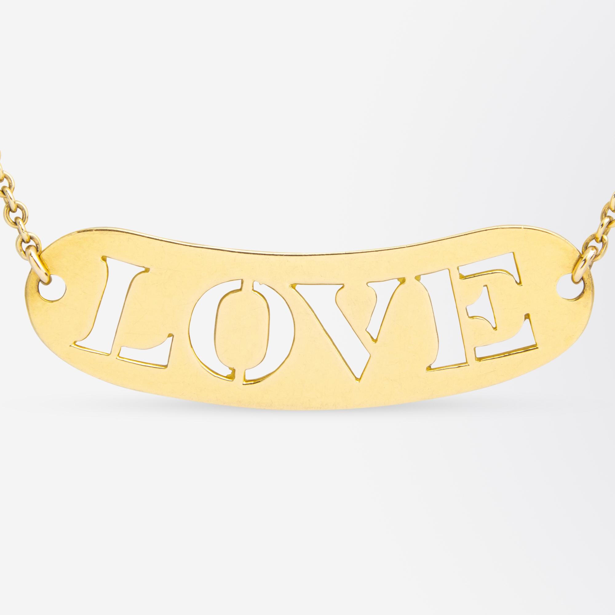 18 Karat Gelbgold, französische 'Love'-Halskette (Moderne) im Angebot