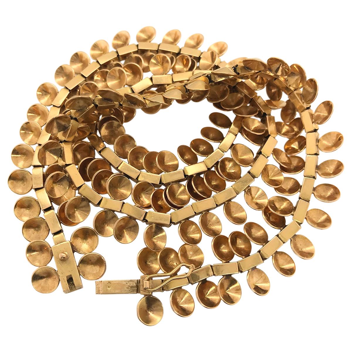 18 Karat Yellow Gold French Ornate Chain Necklace Damen im Angebot