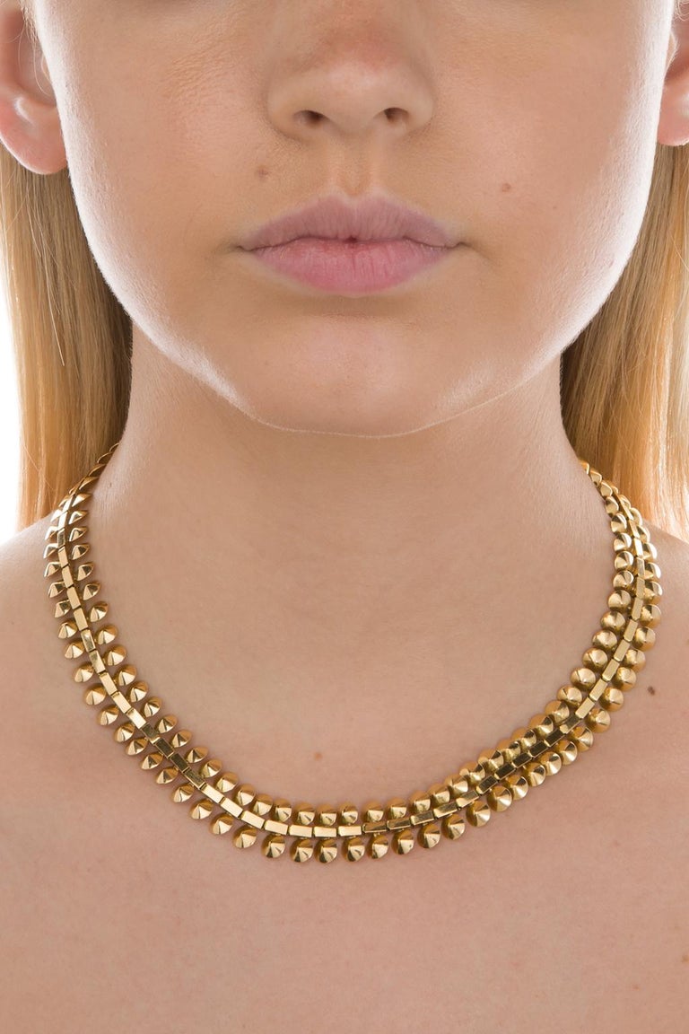 18 Karat Yellow Gold French Ornate Chain Necklace For Sale