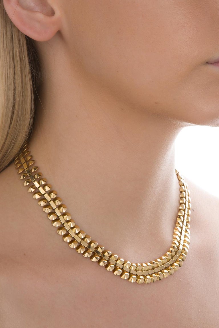 18 Karat Yellow Gold French Ornate Chain Necklace For Sale