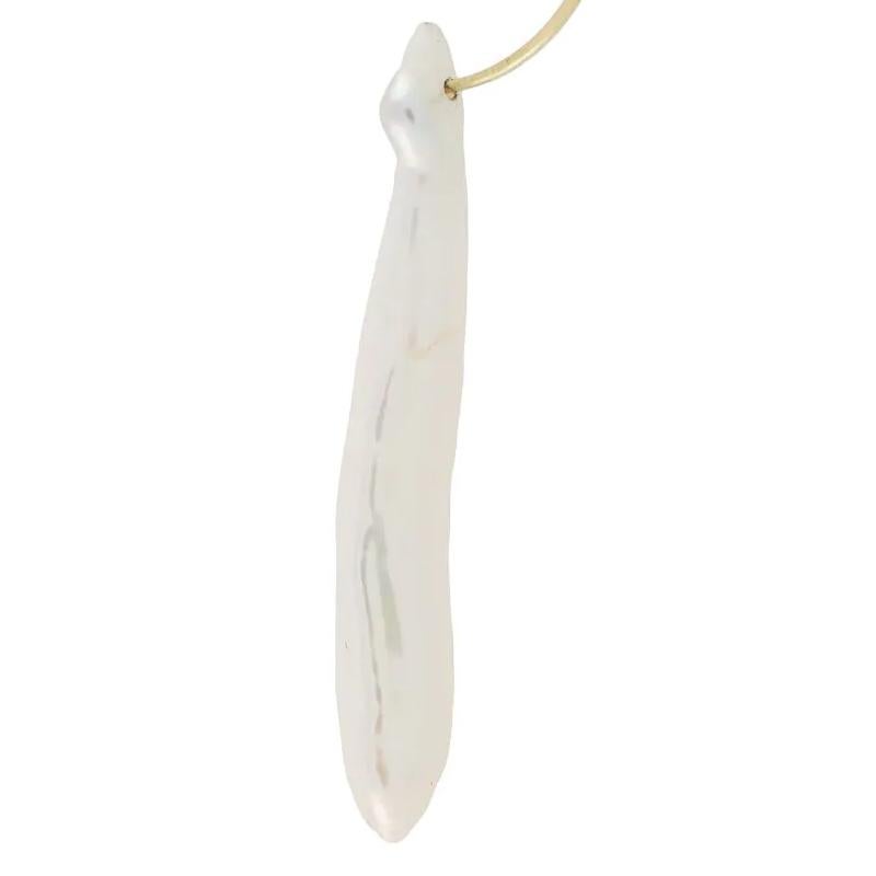 Artisan 18-Karat Yellow Gold Freshwater Pearls Forging Long Earrings For Sale