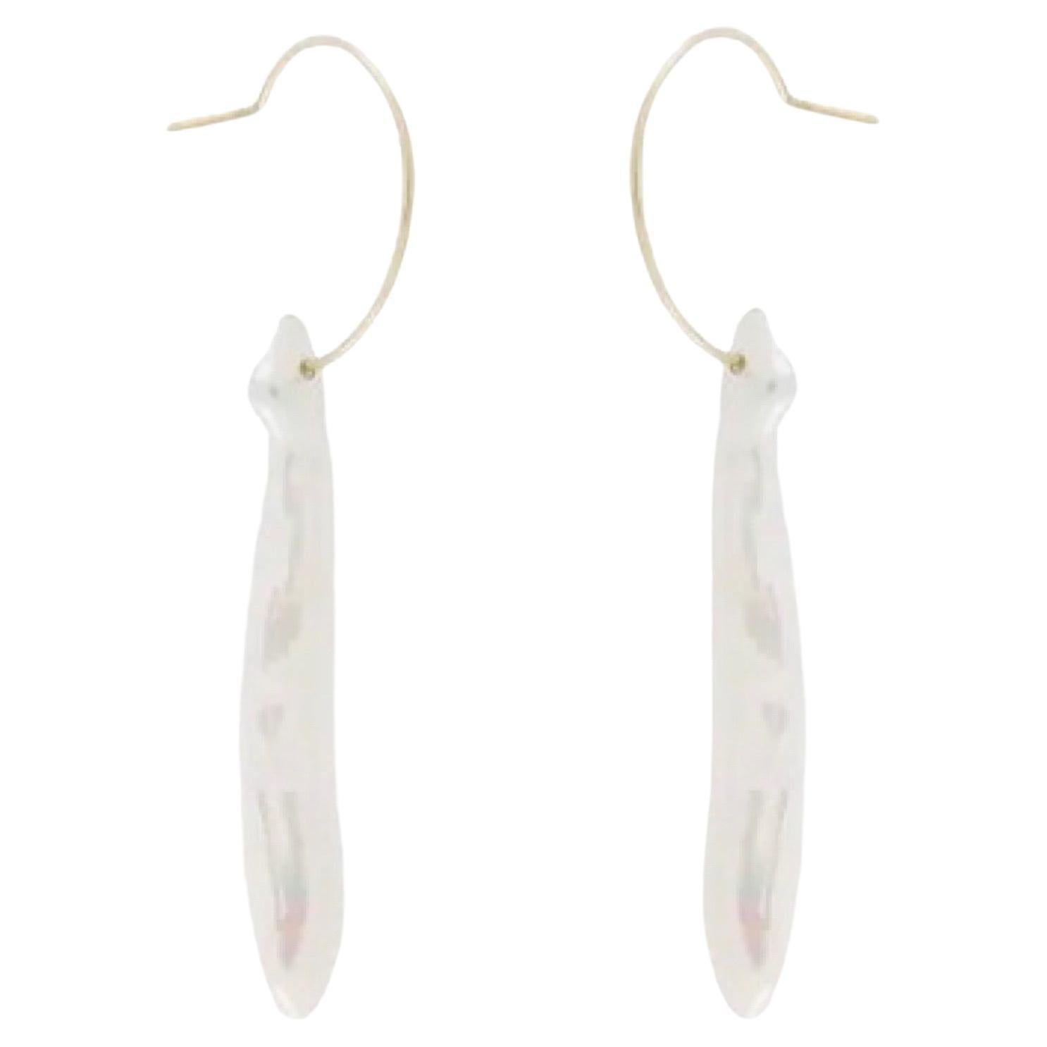 18-Karat Yellow Gold Freshwater Pearls Forging Long Earrings For Sale