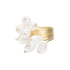 Ambroise Degenève's Unique 18k Gold, Freshwater Pearls, Silver 750 Roseaux Ring