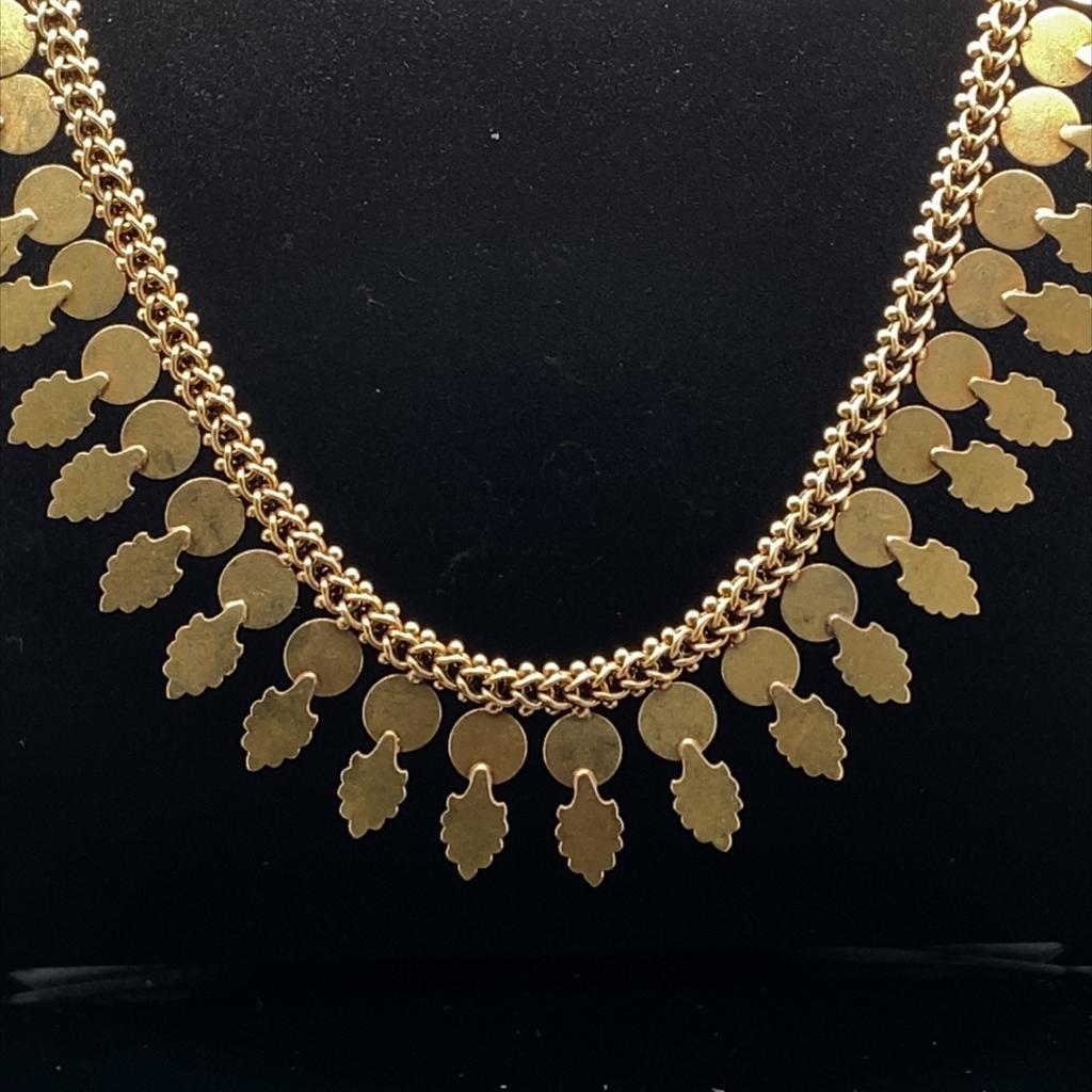 Bead 18 Karat Yellow Gold Fringe Pearl Set Necklace, Circa 1960