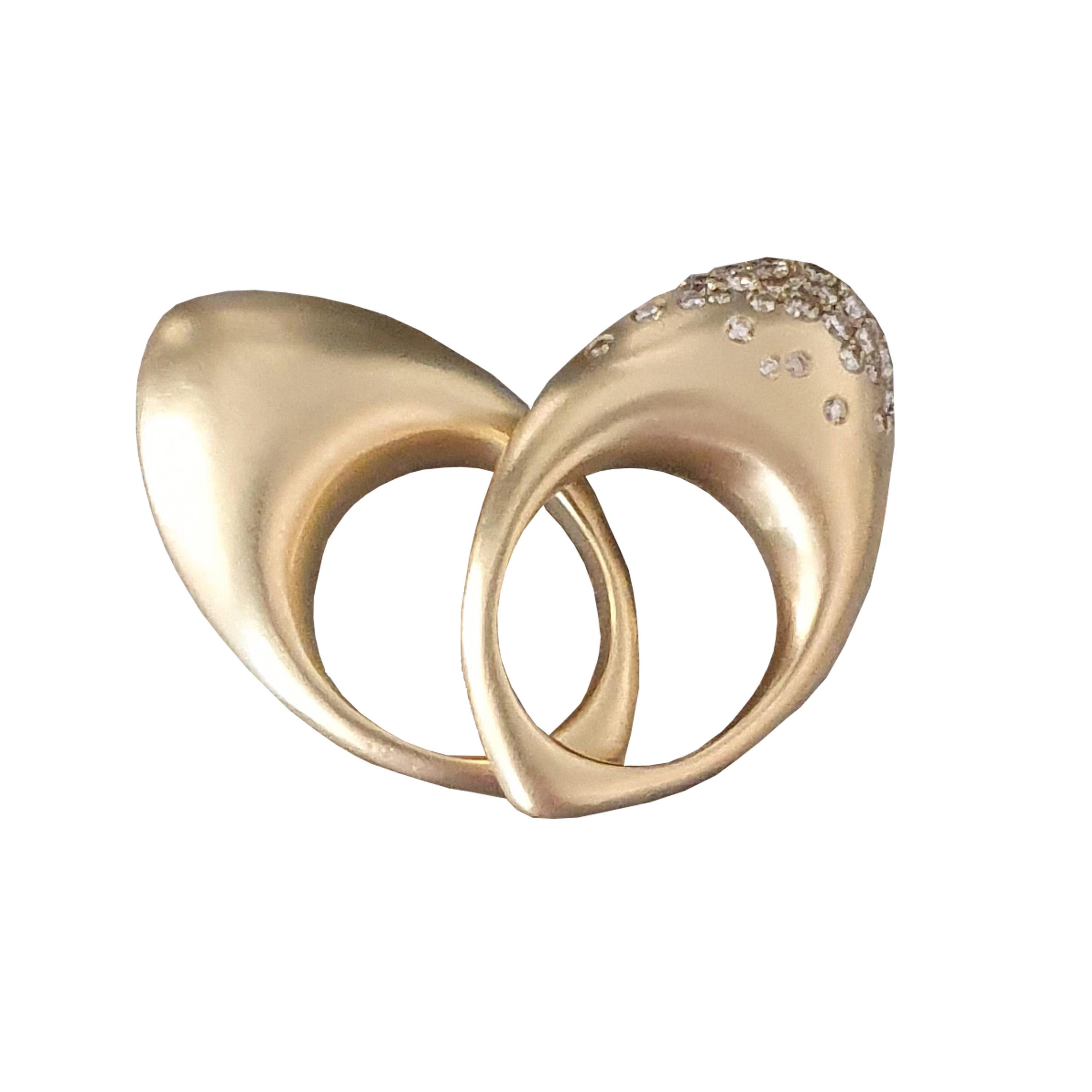 Contemporary Nada Ghazal's One-of-a-kind and Handmade 18k Yellow Gold Fuse Rock Ring For Sale