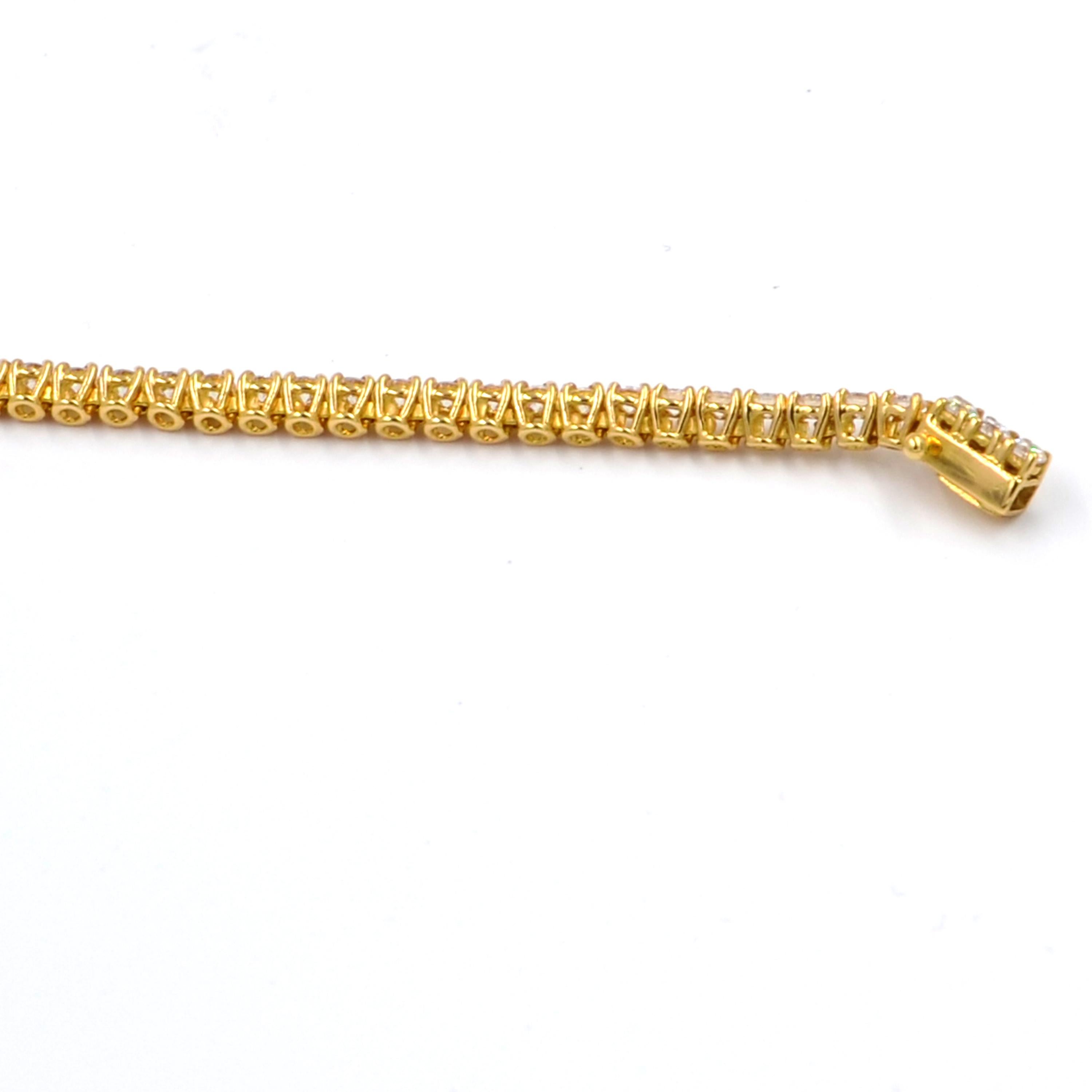 18 Karat Yellow Gold Garavelli Diamonds Tennis Bracelet In New Condition In Valenza, IT