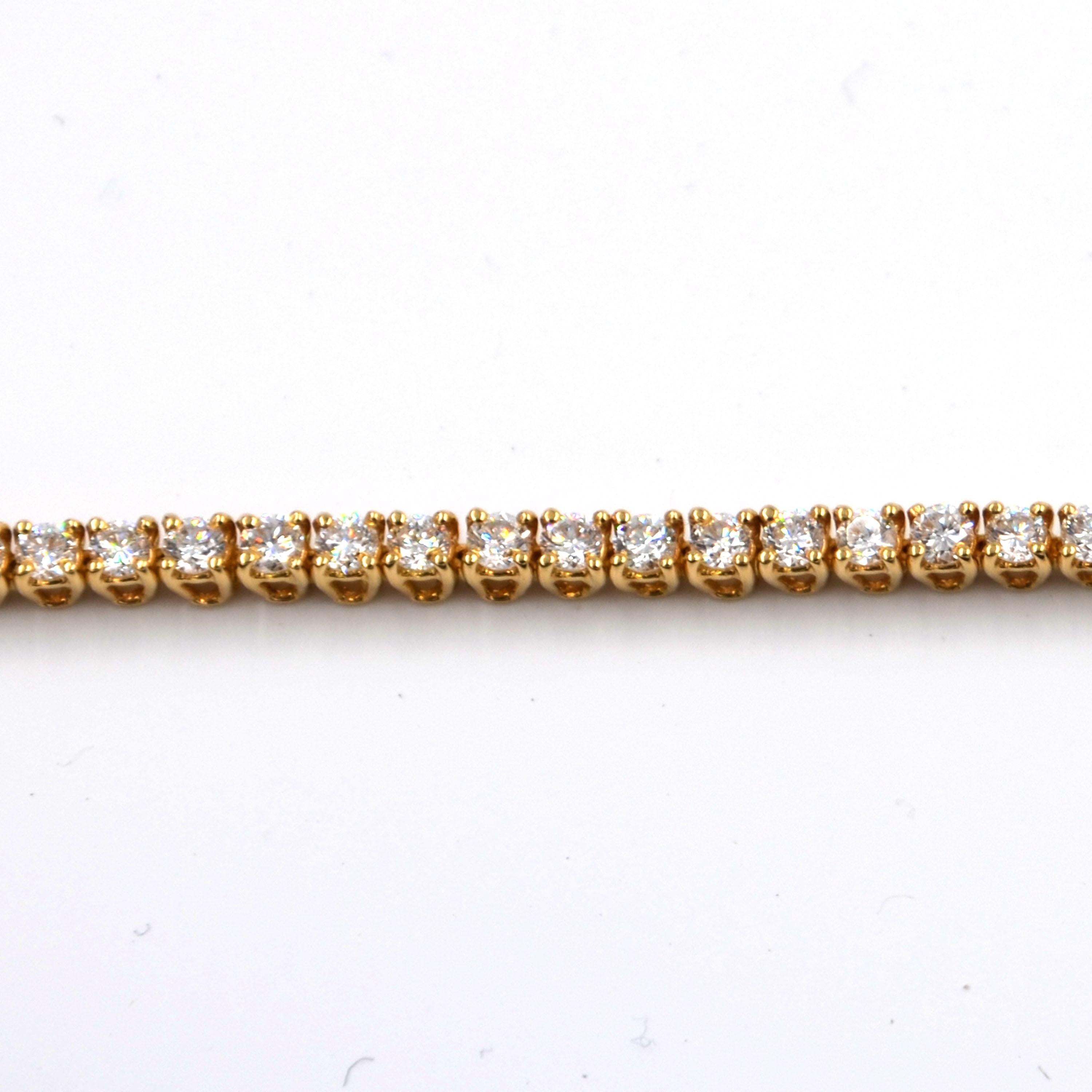 18 Karat Yellow Gold Garavelli Diamonds Tennis Bracelet 3