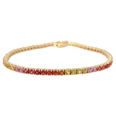 18 Karat Yellow Gold Garavelli Sunshine Tones Rainbow Sapphires Tennis Bracelet