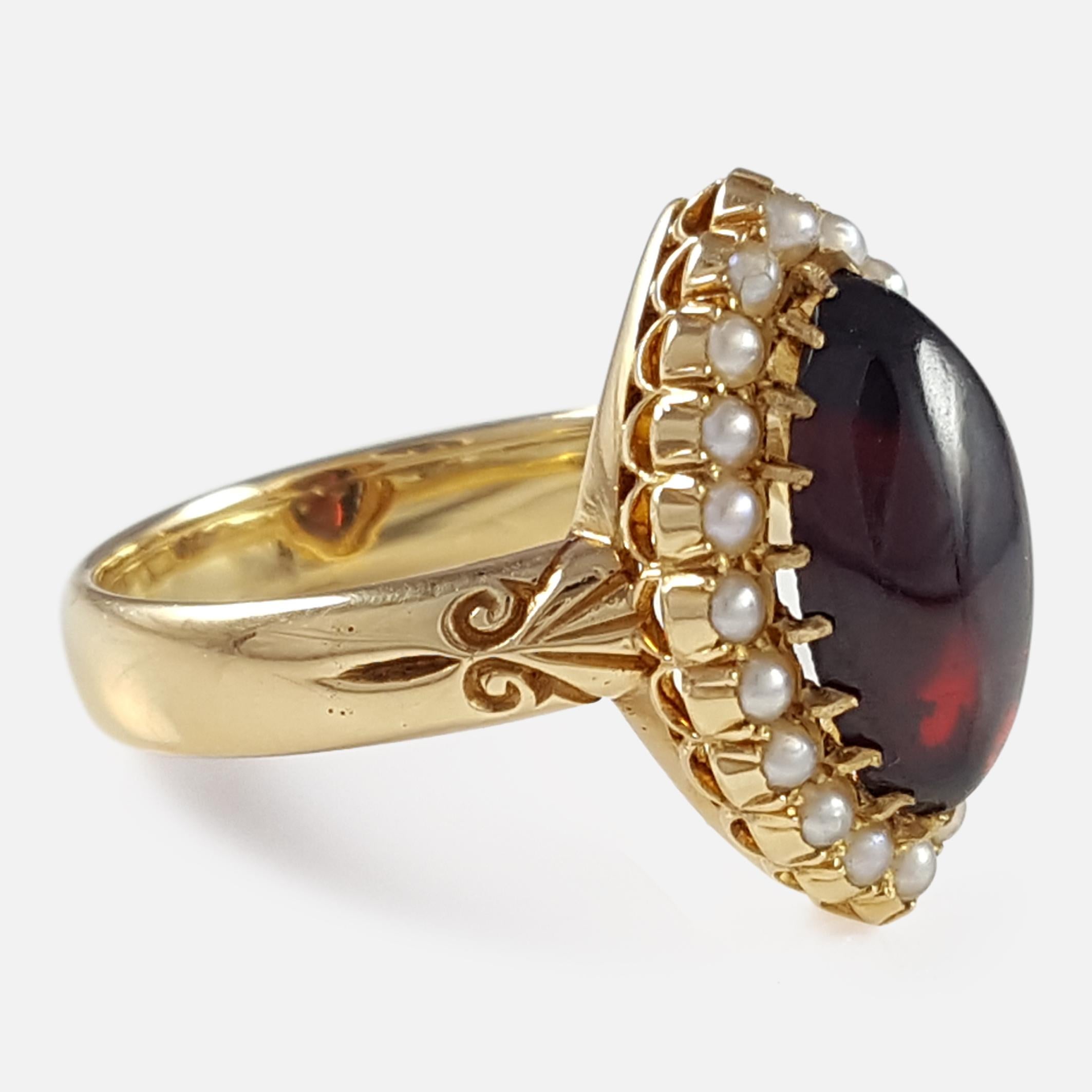 garnet and seed pearl ring