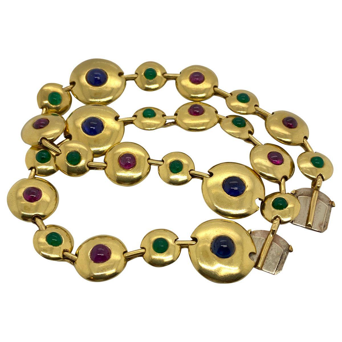 18 Karat Yellow Gold Gemstone Bracelet and Choker Set In Good Condition For Sale In QLD , AU