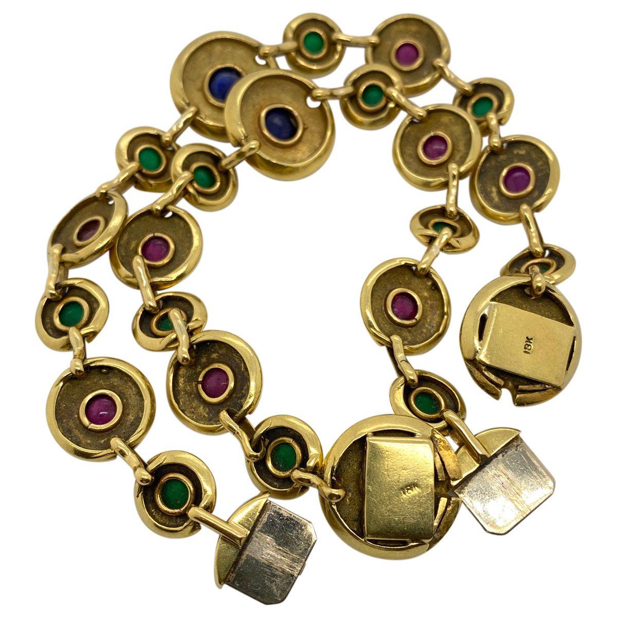 Women's 18 Karat Yellow Gold Gemstone Bracelet and Choker Set For Sale