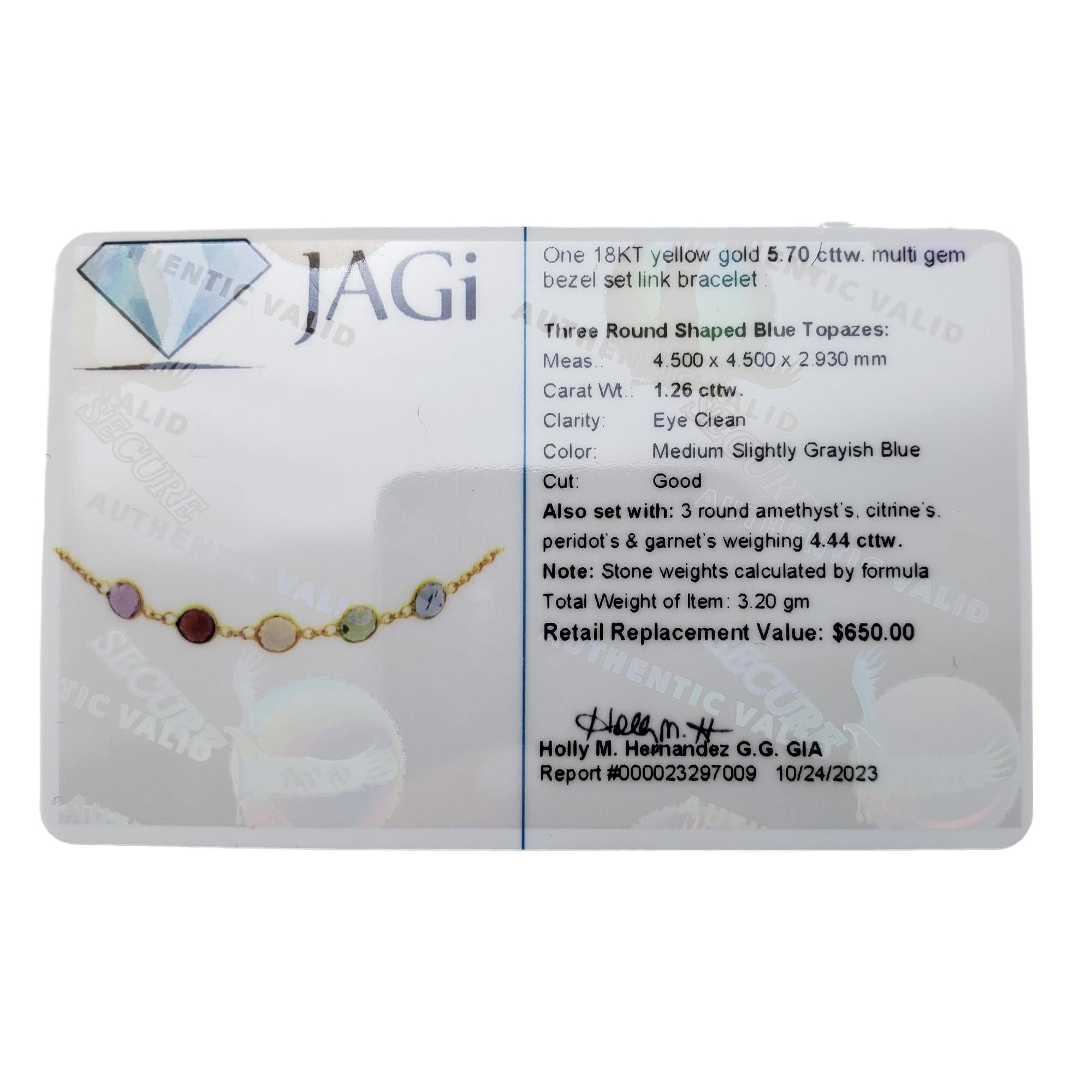18 Karat Yellow Gold Gemstone Bracelet # 15769 For Sale 2