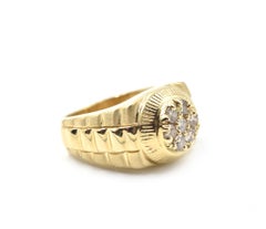 Bague en or jaune 18 carats pour hommes, style Rolex, avec diamants