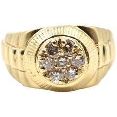 18 Karat Yellow Gold Gents “Rolex” Style Diamond Ring