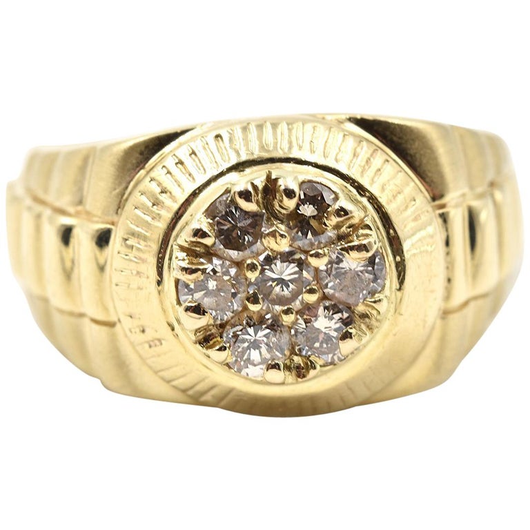 18 Karat Yellow Gold Gents “Rolex” Style Diamond Ring at 1stDibs | 18k gold rolex  ring, rolex ring 18k gold, rolex ring gold 18k