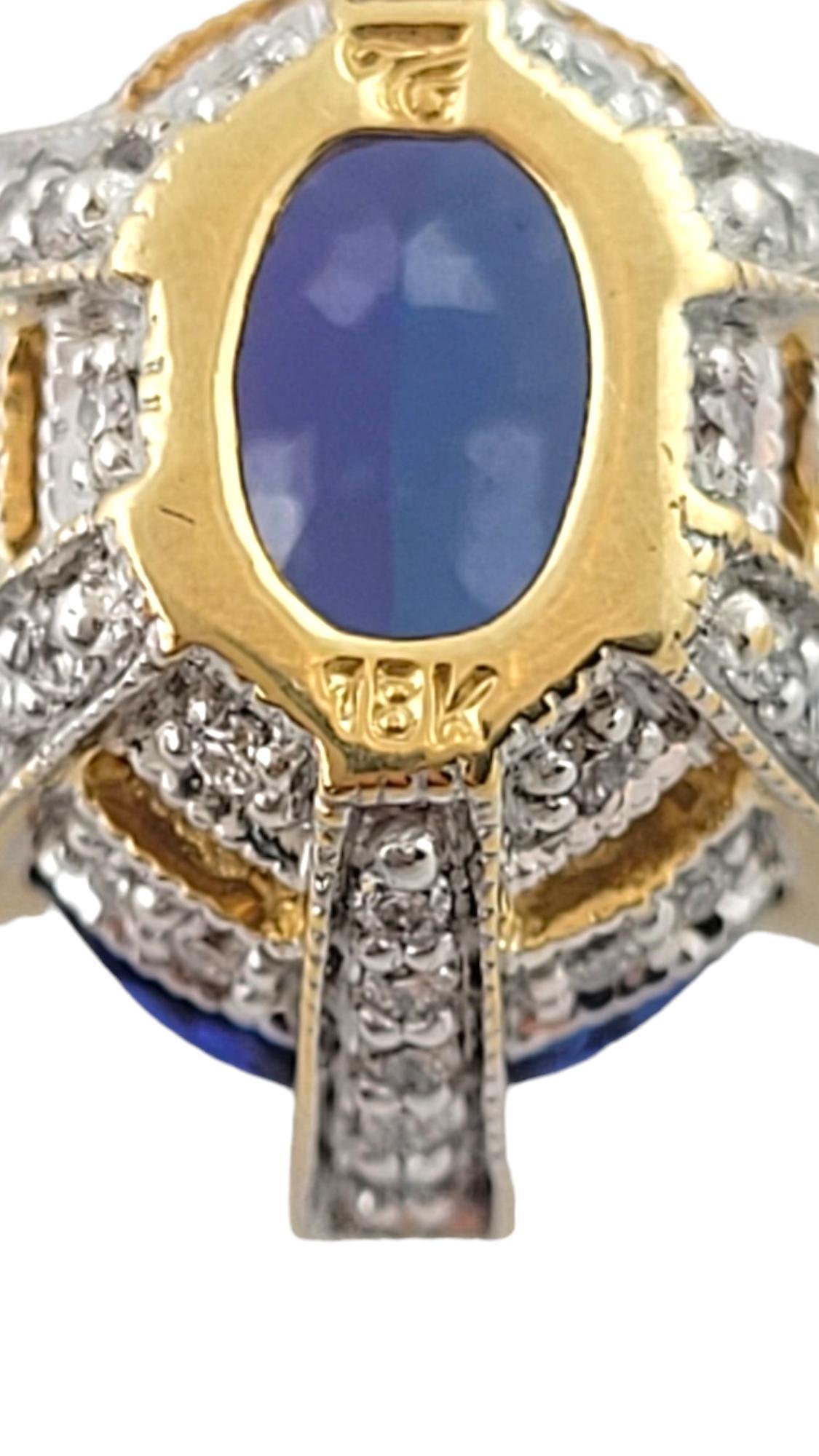 18 Karat Yellow Gold Genuine Tanzanite and Diamond Pendant #16962 In Good Condition For Sale In Washington Depot, CT