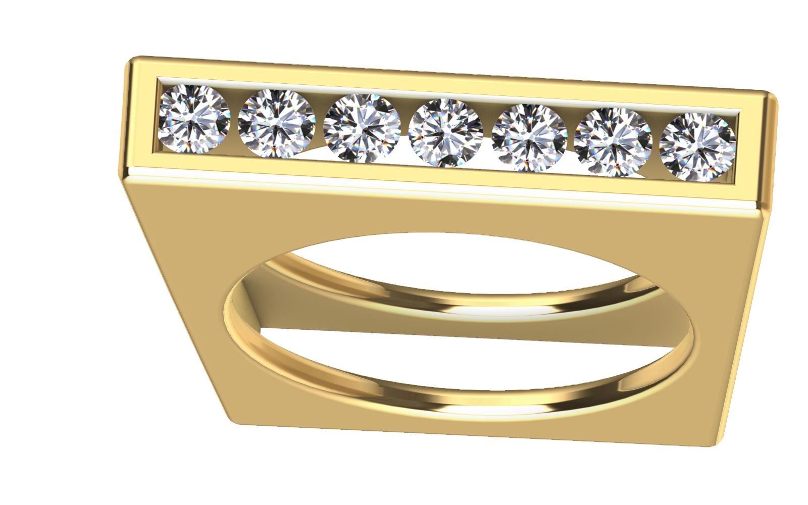 For Sale:  18 Karat Yellow Gold Geometric Angled Diamond Ring 4