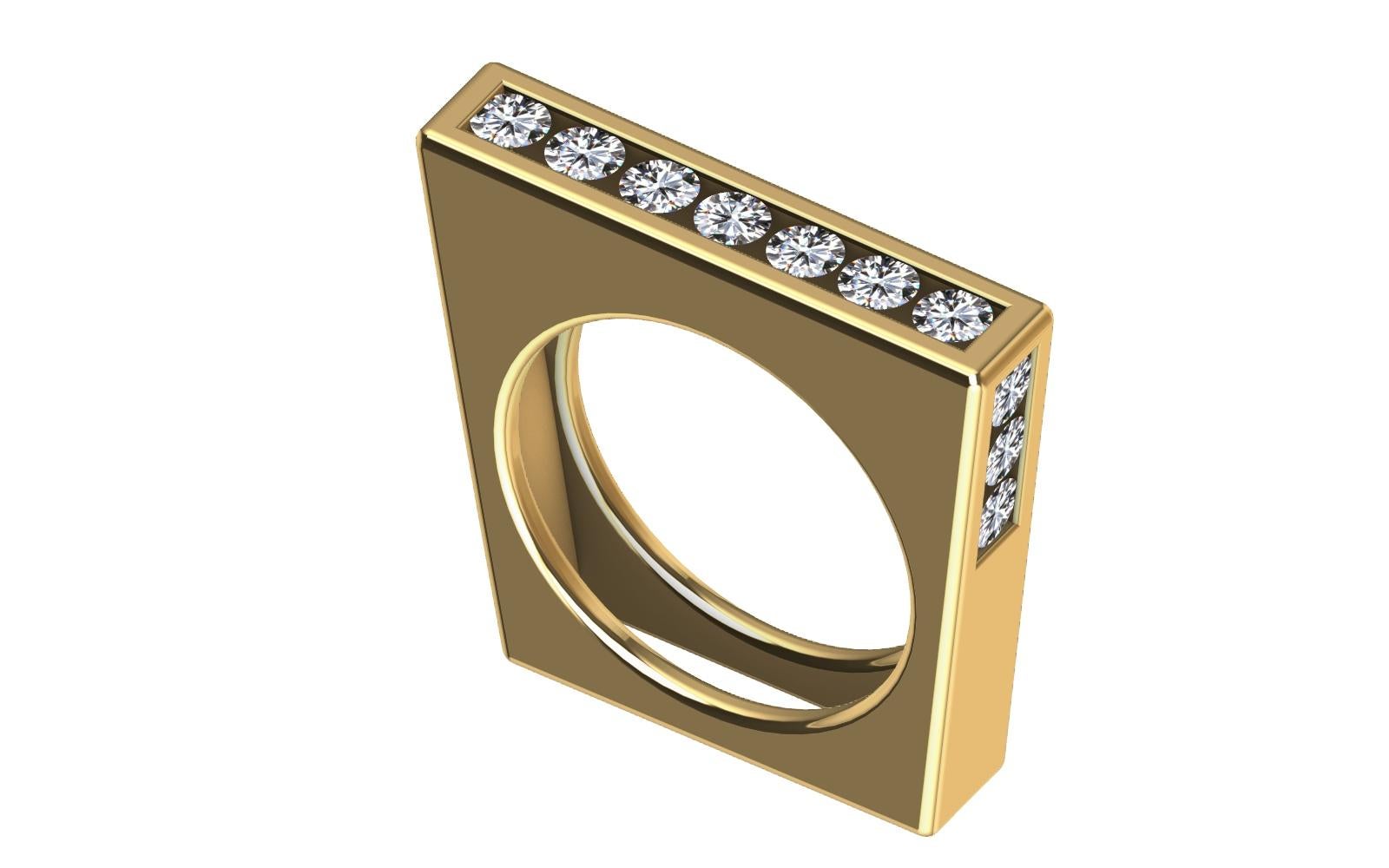 For Sale:  18 Karat Yellow Gold Geometric Angled Diamond Ring 5