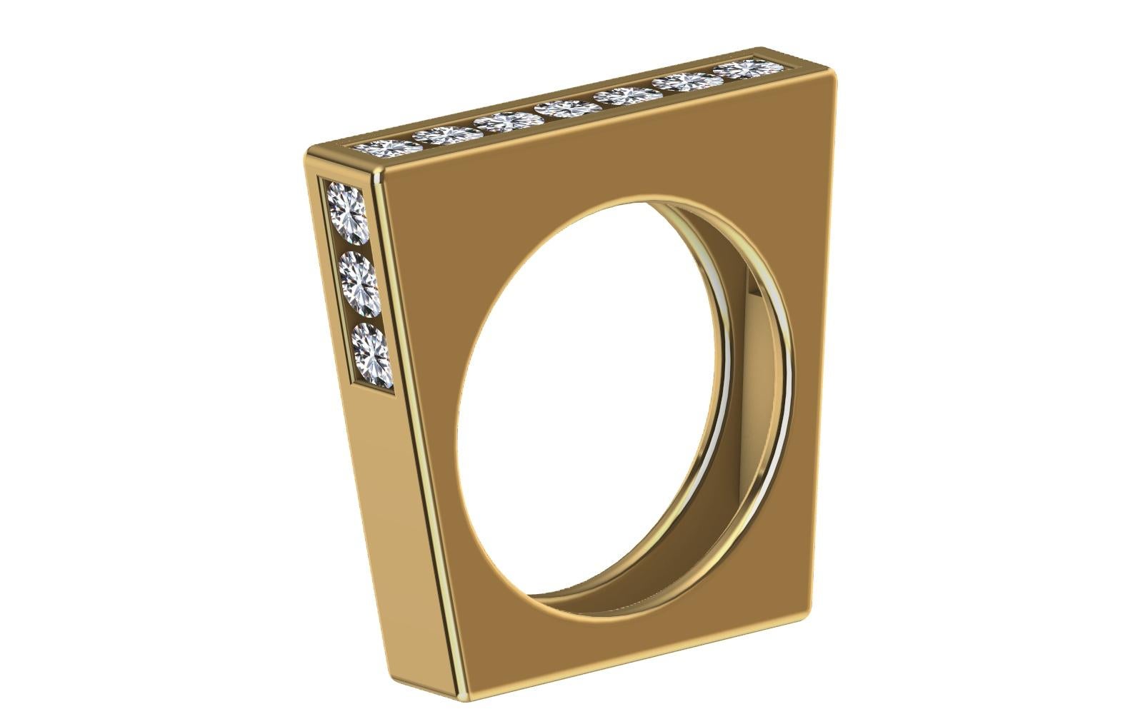 For Sale:  18 Karat Yellow Gold Geometric Angled Diamond Ring 6