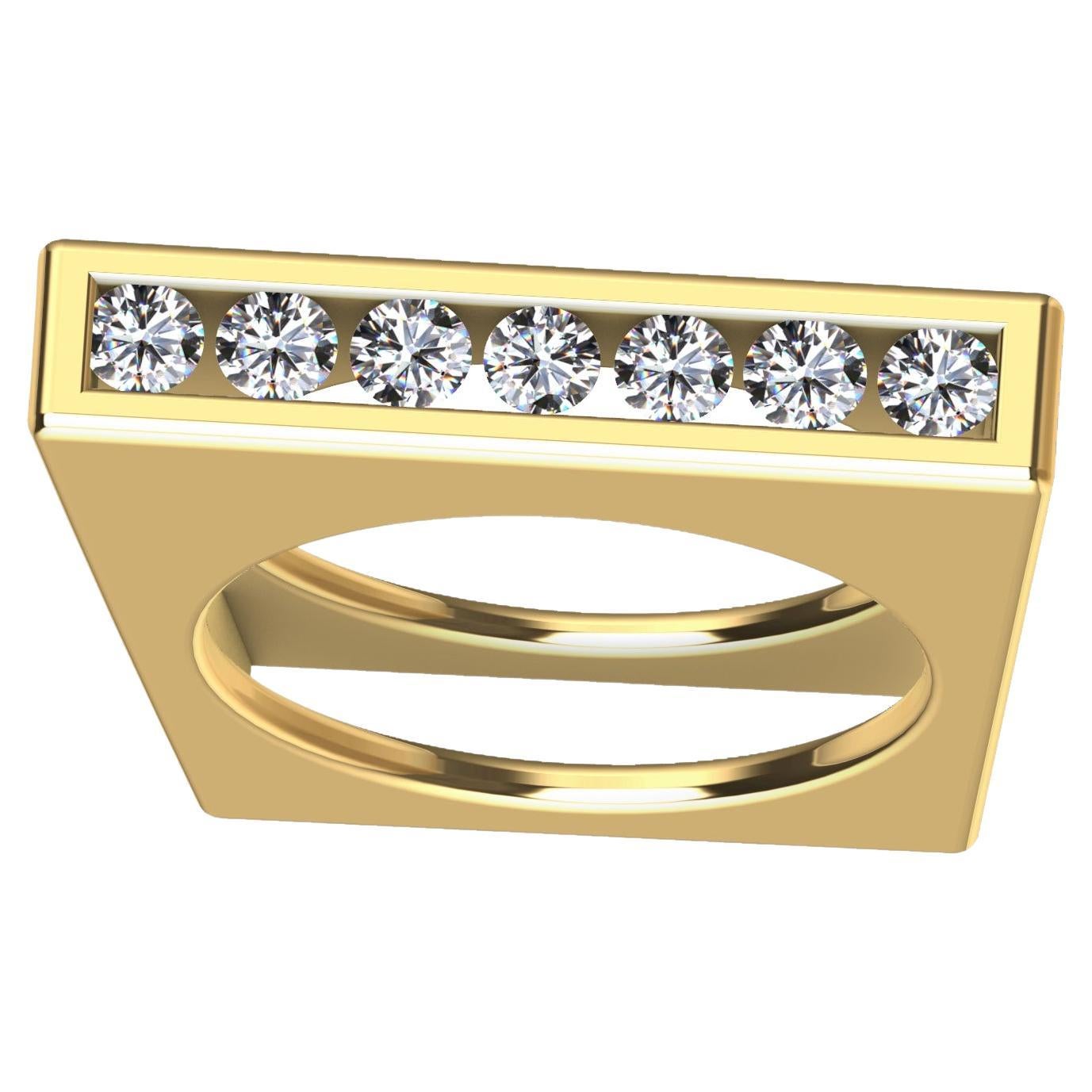 For Sale:  18 Karat Yellow Gold Geometric Angled Diamond Ring