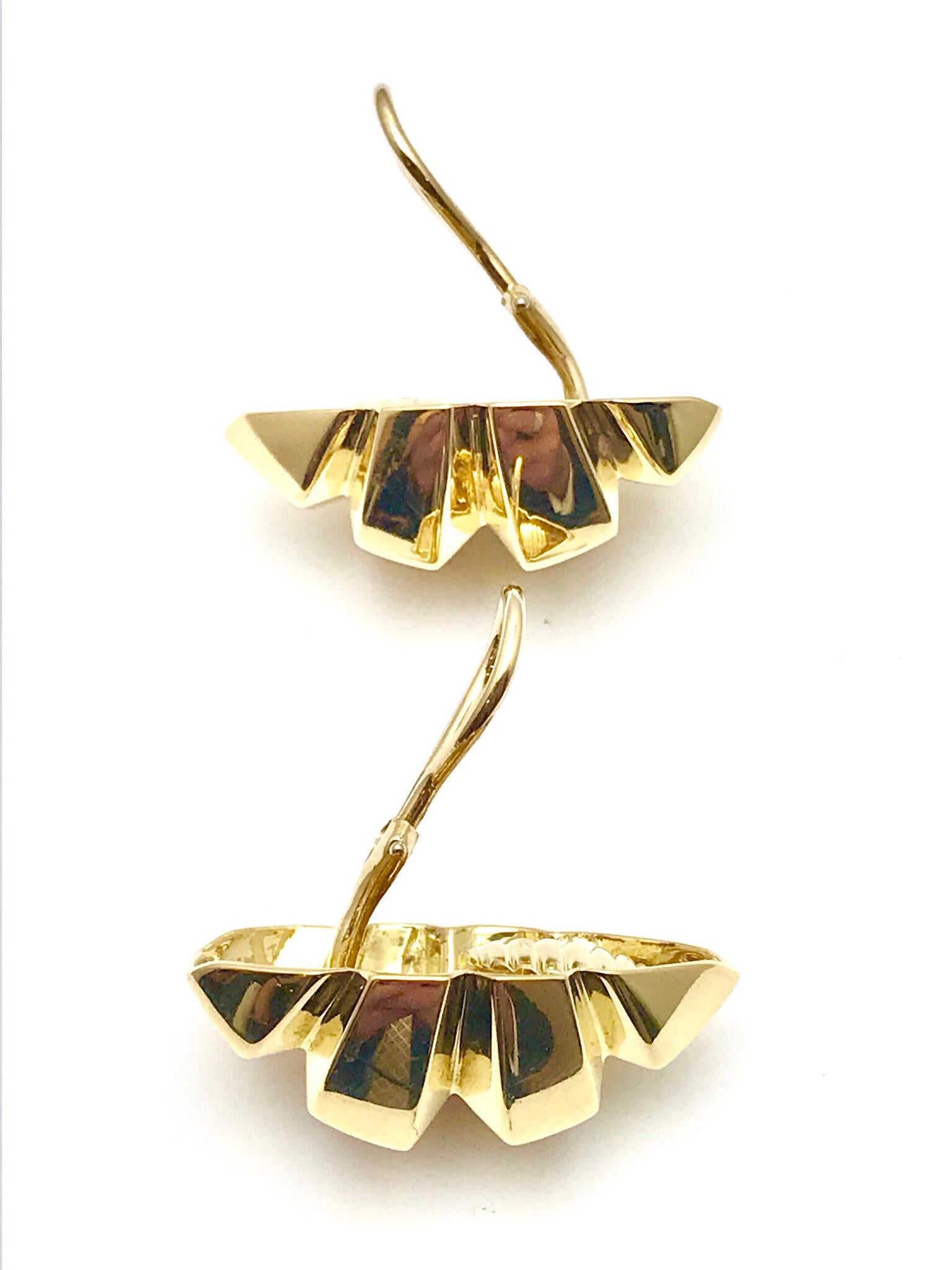 Women's or Men's 18 Karat Yellow Gold Geometric Clip-On Earrings