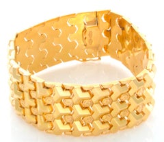 18 Karat Yellow Gold Geometric Link Bracelet