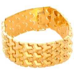 18 Karat Yellow Gold Geometric Link Bracelet