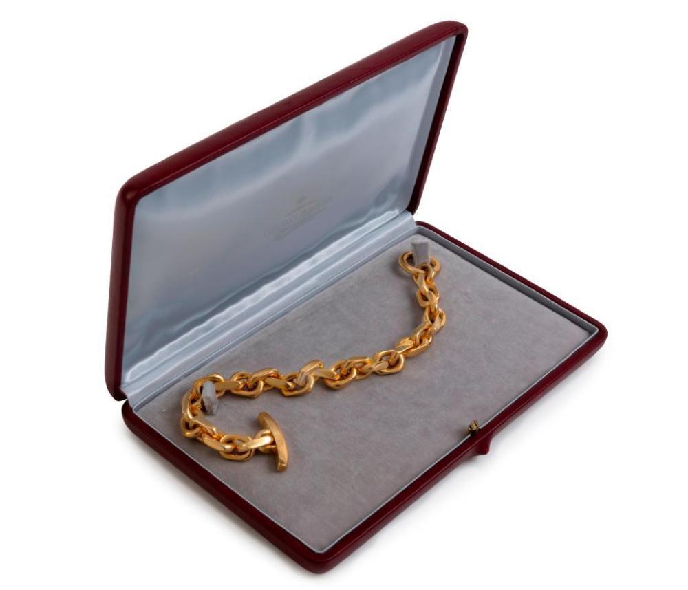 18 Karat Yellow Gold Georg Jensen Flat Link Toggle Bracelet 6