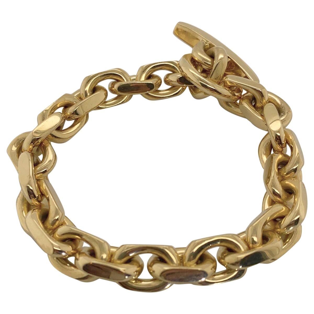 18 Karat Yellow Gold Georg Jensen Flat Link Toggle Bracelet 1