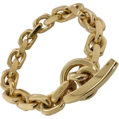 18 Karat Yellow Gold Georg Jensen Flat Link Toggle Bracelet
