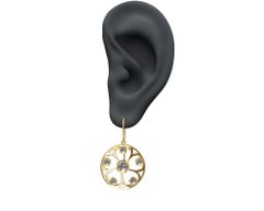 18 Karat Yellow Gold GIA Diamond 5 Petal Flower Earrings