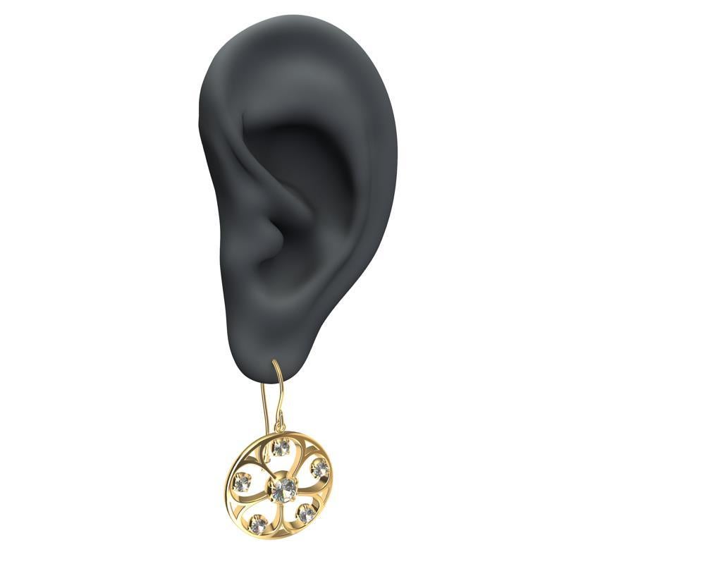 da uomo o donna Orecchini a fiore a 5 petali con diamante GIA in oro giallo 18 carati in vendita