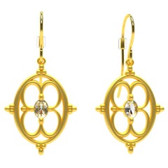 Pendientes Arabescos de Diamantes de Oro Amarillo de 18 Kilates GIA