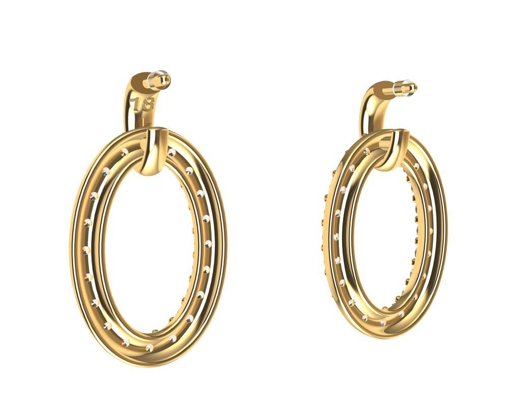 Contemporary 18 Karat Yellow Gold Diamond Dangle Earrings For Sale