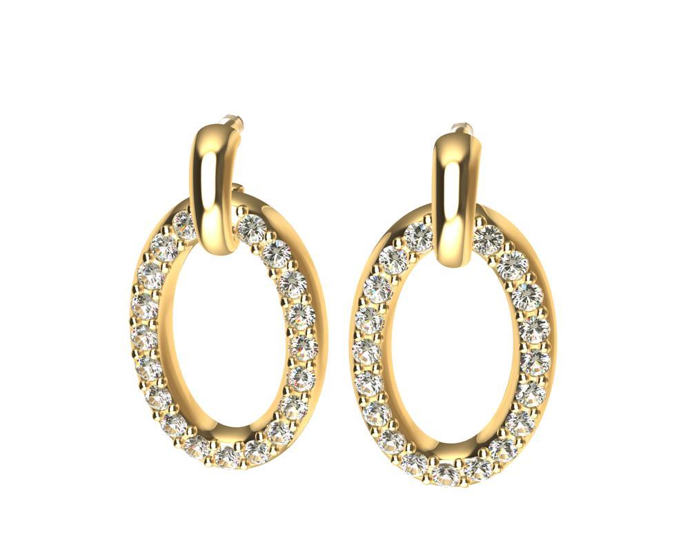 Boucles d'oreilles pendantes en or jaune 18 carats avec diamants en vente 1