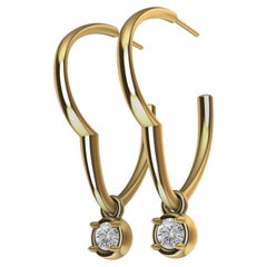18 Karat Gelbgold GIA Diamant-Ohrringe mit Creolen