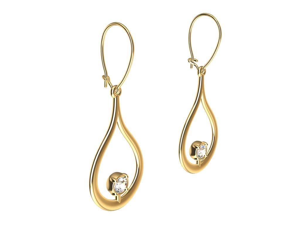 18 Karat Yellow Gold Diamond Teardrop Earrings, This is the latest  from the Teardrop Series.  Teardrops for inspiration? Yes water is one of the elements that I use for design. The shape of tears is rather elegant add a diamond or two and there you