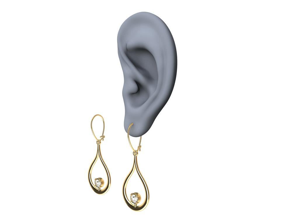 Boucles d'oreilles en or jaune 18 carats avec diamants en forme de gouttes plates Neuf - En vente à New York, NY