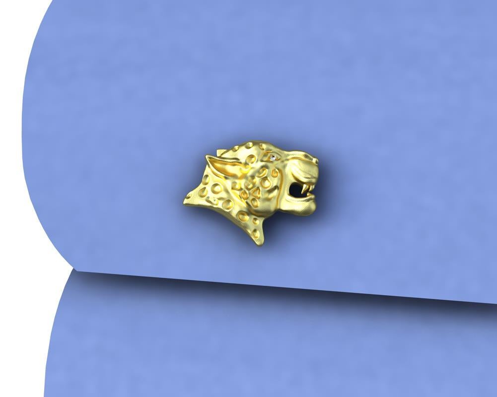 boutons de manchette léopard en or jaune 18 carats et diamant, ils proviennent de ma collection féline. Je suis fasciné par toutes sortes de chats sauvages. Le léopard peut atteindre une vitesse de 60 km/h  ou 40 mph, mais seulement pour un temps