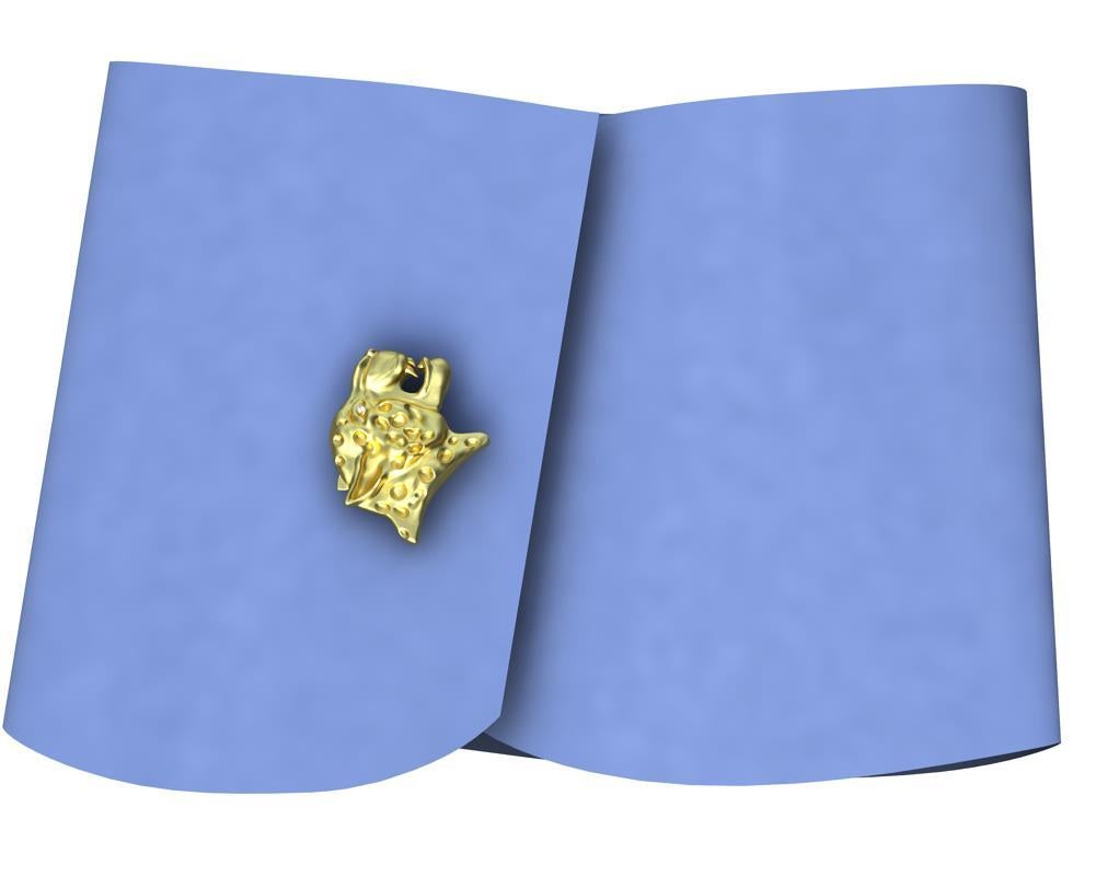 Contemporain Boutons de manchette léopard en or jaune 18 carats avec diamants certifiés GIA en vente