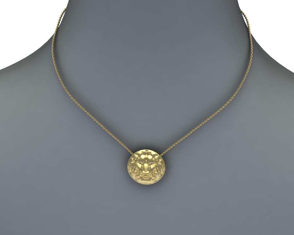 Chaîne collier pendentif lion en or jaune 18 carats avec diamants certifiés GIA pour hommes Neuf - En vente à New York, NY