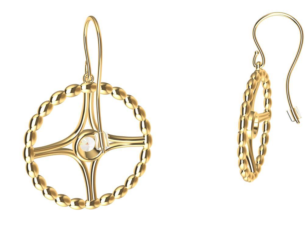 Créoles en or jaune 18 carats avec perles nautiques et diamants certifiés GIA Pour femmes en vente