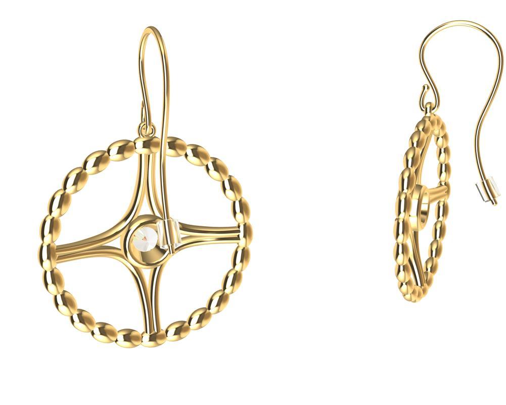 18 Karat Yellow Gold GIA Diamond Nautical Bead Hoop Earrings In New Condition In New York, NY