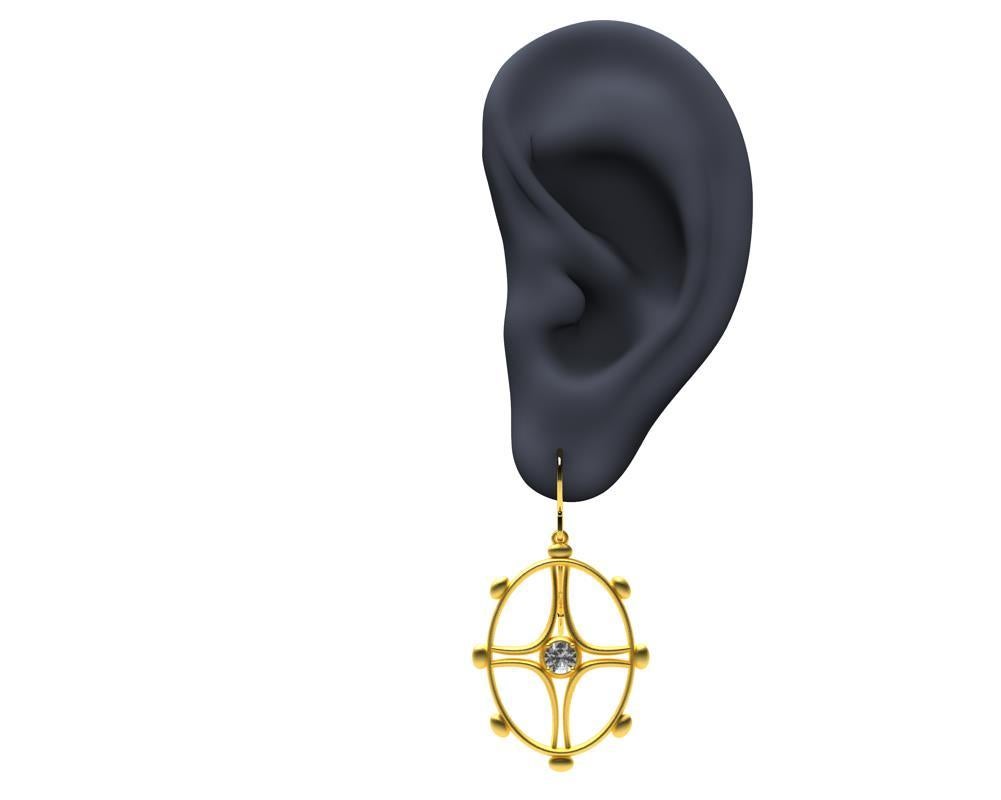 Contemporary 18 Karat Yellow Gold Diamond Nautical Earrings For Sale
