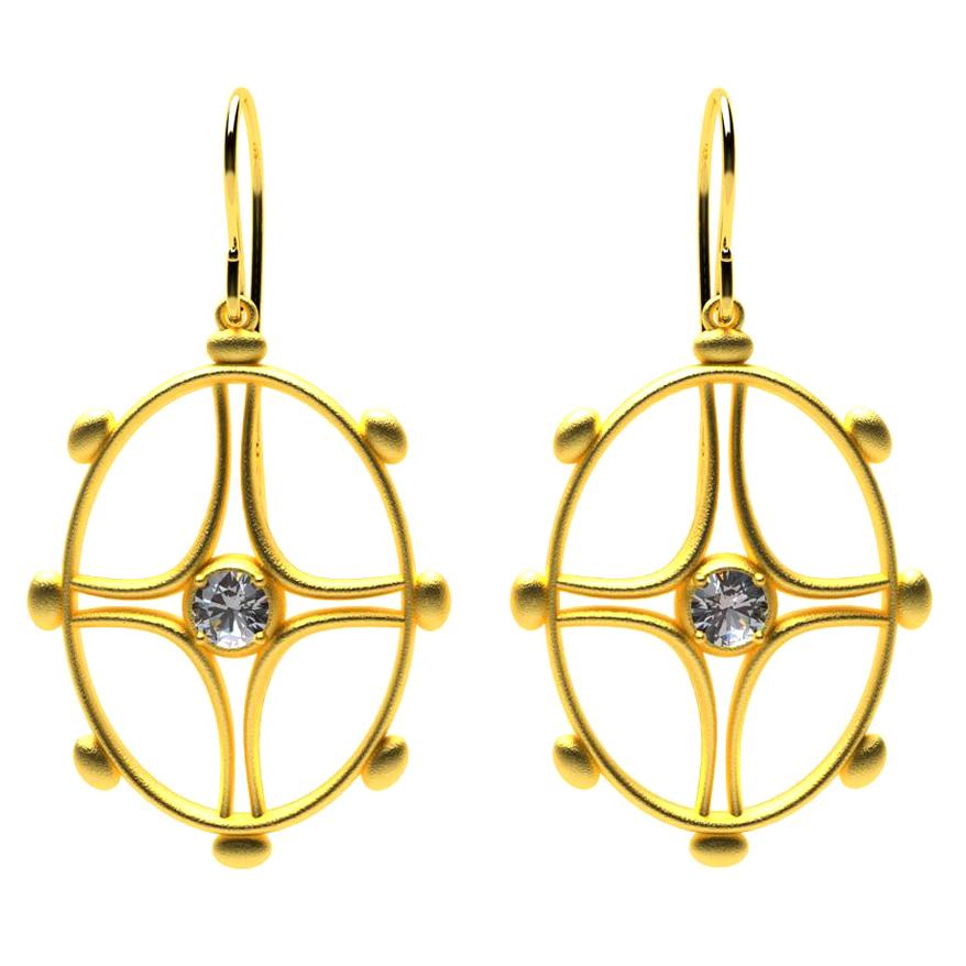 18 Karat Yellow Gold Diamond Nautical Earrings
