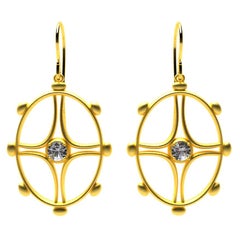 Boucles d'oreilles nautiques en or jaune 18 carats avec diamants