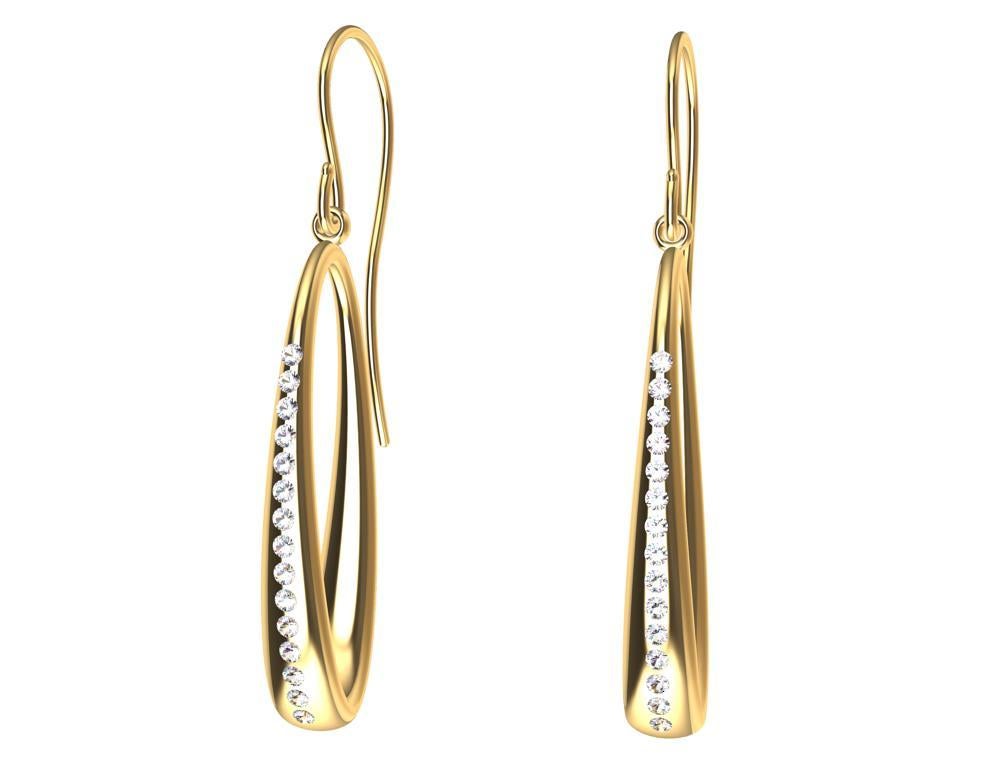 18 Karat Yellow Gold Diamond Oval Hoop Earrings For Sale 1