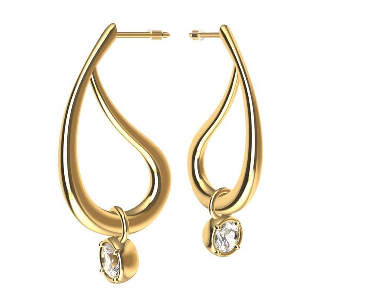 18 Karat Yellow Gold GIA Diamond Paisley Teardrop Earrings For Sale at ...