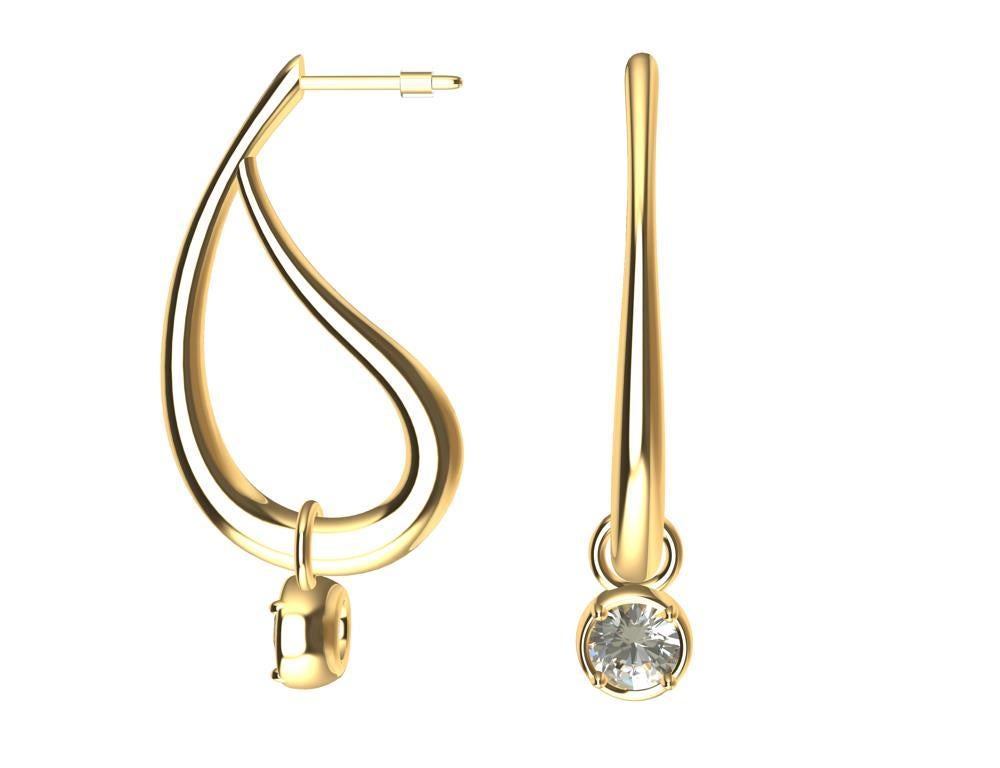 Contemporary 18 Karat Yellow Gold GIA Diamond Paisley Teardrop Earrings For Sale